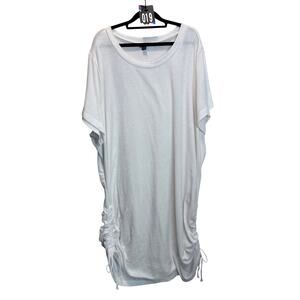 Torrid White Ruched Plus T-Shirt Casual Modest Dress Size 5X